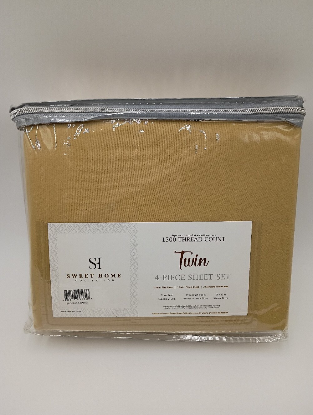 Sweet Home 1500 Thread Count Twin 4- Piece Deep Pocket Sheet Set Camel